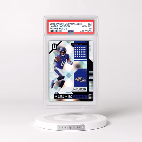 2018 Panini Unparalleled Rookie Focus #LJ Lamar Jackson (PSA 10 GEM MINT)