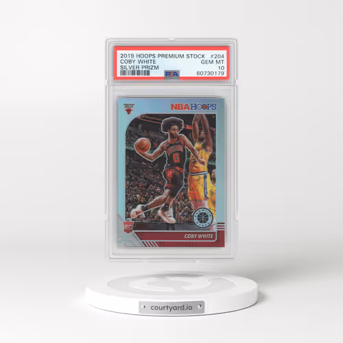 2019 Panini Hoops Premium Stock #204 Coby White - Silver Prizm (PSA 10 GEM MINT)