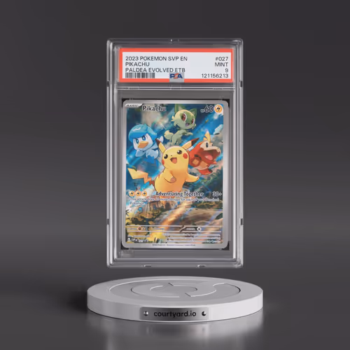 2023 Pokémon Svp EN-SV Black Star Promo #027 Pikachu - Paldea Evolved Elite Trainer Box (PSA 9 MINT)