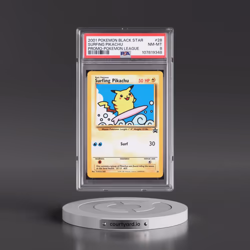 2001 Pokémon Promo Black Star #28 Surfing Pikachu - Pokemon League (PSA 8 NM-MT)