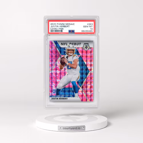 2020 Panini Mosaic #263 Justin Herbert - Camo Pink (PSA 10 GEM MINT)