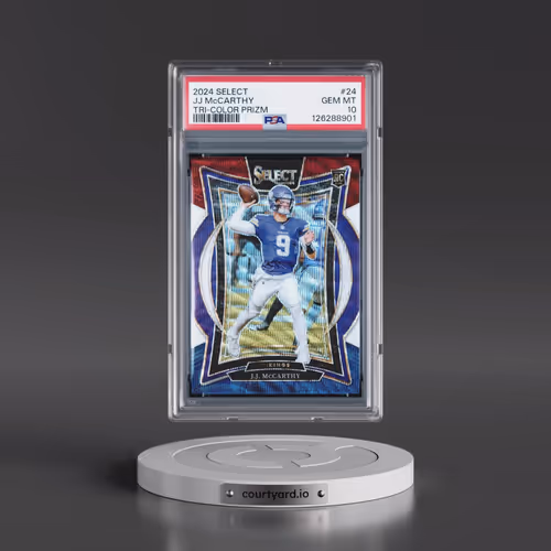 2024 Panini Select #24 JJ McCarthy - Tri-Color Prizm (PSA 10 GEM MINT)