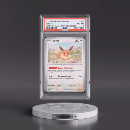 2025 Pokémon Pre EN-Prismatic Evolutions #074 Eevee - Reverse Holo Master Ball (PSA 8 NM-MT)