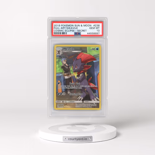 2019 Pokémon Sun & Moon Cosmic Eclipse #238 Weavile - Full Art Secret (PSA 10 GEM MINT)