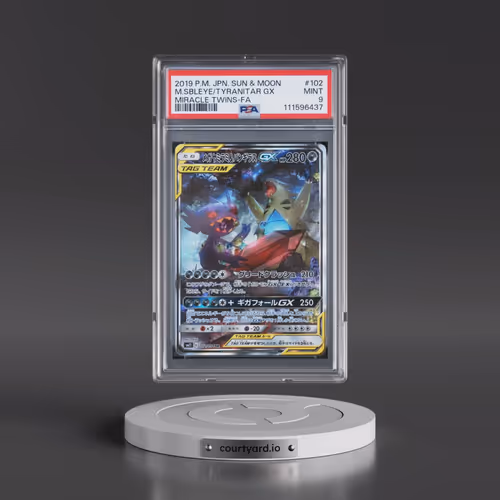 2019 Pokémon Sun & Moon Miracle Twins #102 Mega Sableye & Tyranitar GX - Holo Full Art (PSA 9 MINT)
