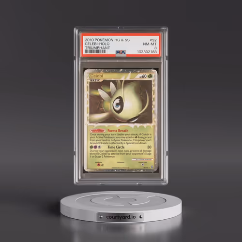 2010 Pokémon Heartgold & Soulsilver Triumphant #92 Celebi - Holo (PSA 8 NM-MT)