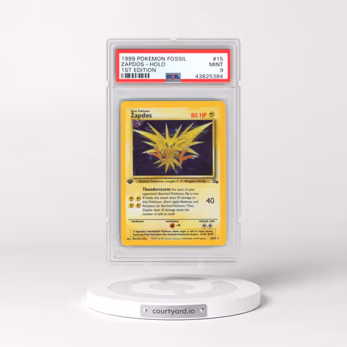 1999 Pokémon Fossil #15 Zapdos - 1st Edition Holo (PSA 9 MINT)