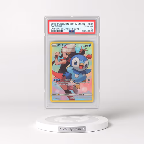 2019 Pokémon Sun & Moon Cosmic Eclipse #239 Piplup - Full Art Secret (PSA 10 GEM MINT)