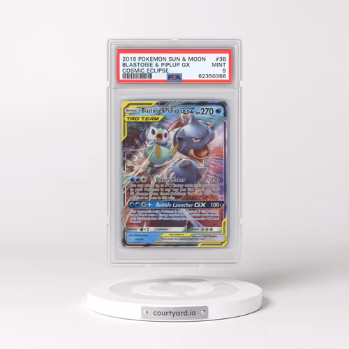 2019 Pokémon Sun & Moon Cosmic Eclipse #38 Blastoise & Piplup GX - Holo (PSA 9 MINT)