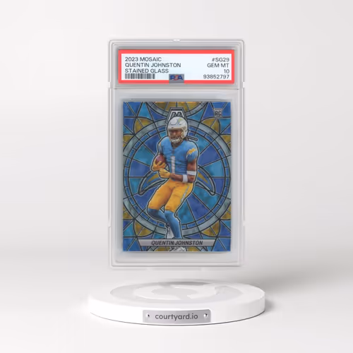 2023 Panini Mosaic Stained Glass #SG29 Quentin Johnston (PSA 10 GEM MINT)