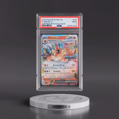 2025 Pokémon Pre EN-Prismatic Evolutions #014 Flareon EX - Holo Surprise Box Exclusive (PSA 9 MINT)
