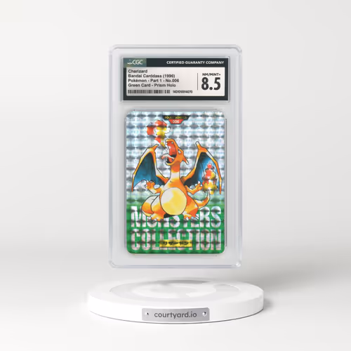 1996 Japanese Bandai Carddass #6 Charizard - Full Art Holo Green Card (CGC 8.5 NM-MT+)