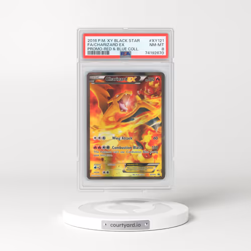2016 Pokémon XY Black Star Promo #XY121 Charizard EX - Holo Full Art Red & Blue Collection (PSA 8 NM-MT)