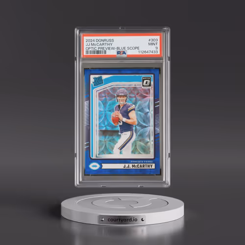 2024 Panini Donruss #303 JJ McCarthy - Optic Preview-Blue Scope (PSA 9 MINT)