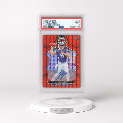2024 Panini Mosaic #310 JJ McCarthy - Autograph-Red (PSA 9 MINT)