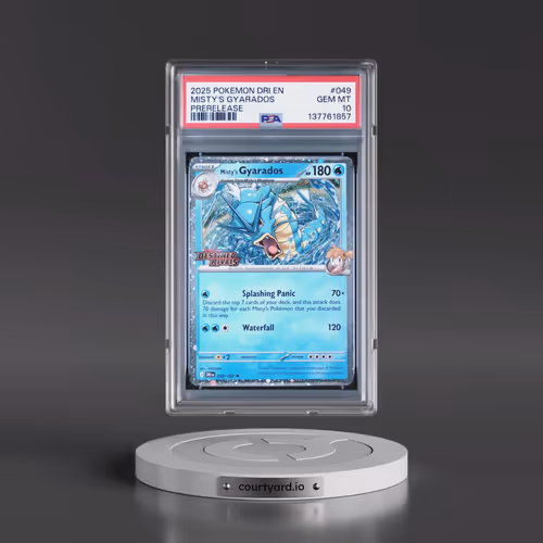 2025 Pokémon Dri EN-Destined Rivals #049 Misty's Gyarados - Prerelease (PSA 10 GEM MINT)