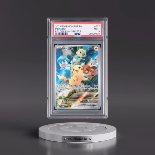 2023 Pokémon Svp EN-SV Black Star Promo #027 Pikachu - Paldea Evolved Elite Trainer Box (PSA 9 MINT)