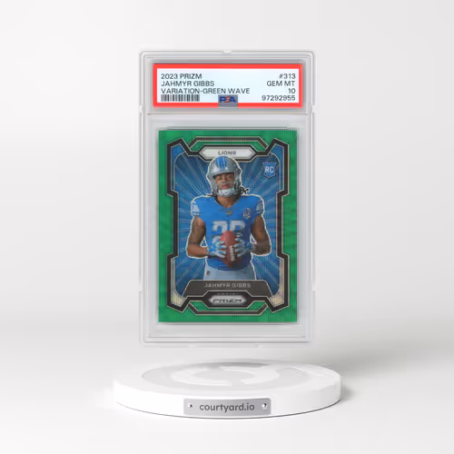 2023 Panini Prizm #313 Jahmyr Gibbs - Variation-Green Wave (PSA 10 GEM MINT)