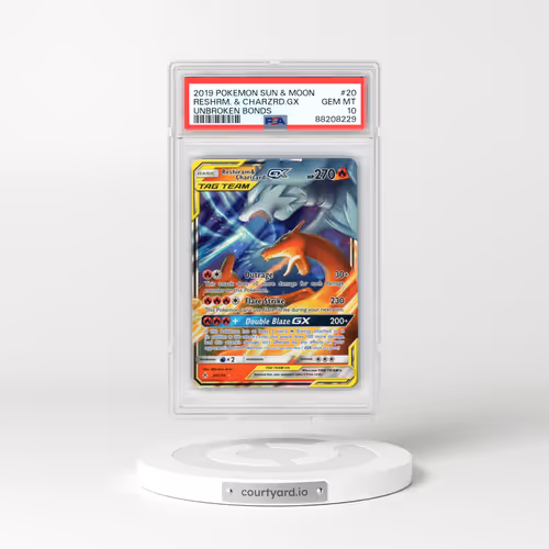 2019 Pokémon Sun & Moon Unbroken Bonds #20 Reshiram & Charizard GX - Holo (PSA 10 GEM MINT)