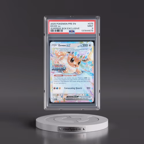 2025 Pokémon Pre EN-Prismatic Evolutions #075 Eevee EX - Holo Surprise Box Exclusive (PSA 9 MINT)