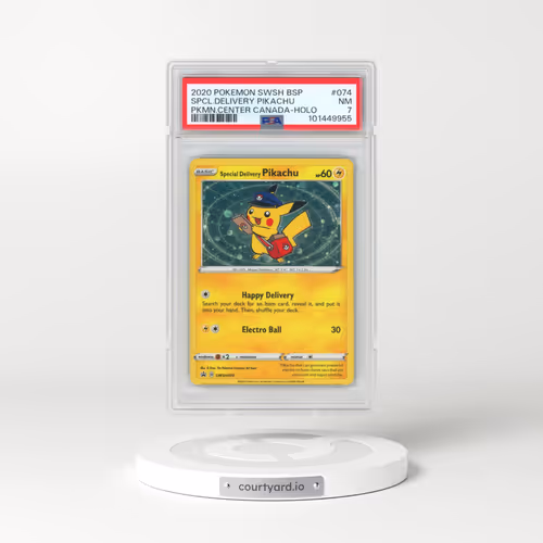 2020 Pokémon Swsh Black Star Promo #074 Special Delivery Pikachu - Holo Pokemon Center Canada (PSA 7 NM)