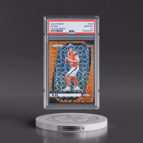 2024 Panini Prizm #309 Bo Nix - Lazer Prizm (PSA 10 GEM MINT)