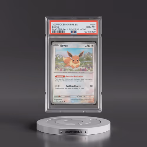 2025 Pokémon Pre EN-Prismatic Evolutions #074 Eevee - Reverse Holo Master Ball (PSA 10 GEM MINT)