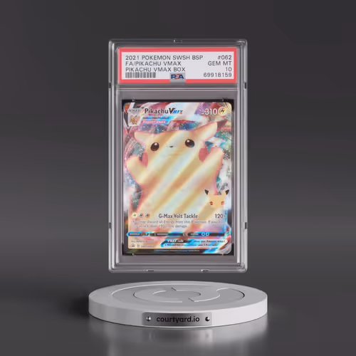 2021 Pokémon Swsh Black Star Promo #062 Pikachu Vmax - Full Art Pikachu Vmax Box (PSA 10 GEM MINT)