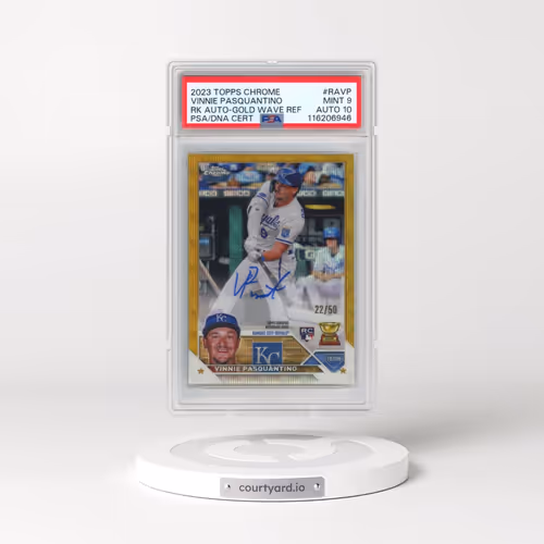2023 Topps Chrome Rookie Autograph #RAVP Vinnie Pasquantino - Gold Wave Refractor (PSA 9 MINT)