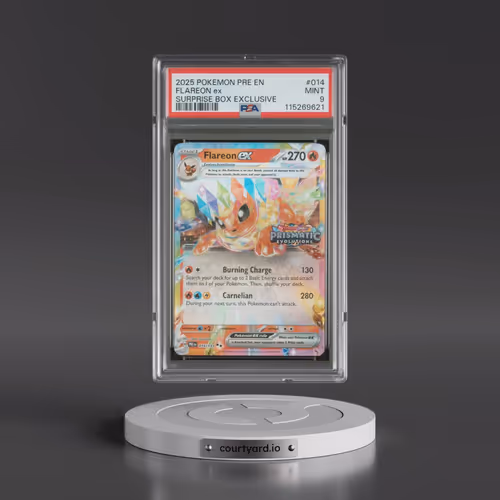 2025 Pokémon Pre EN-Prismatic Evolutions #014 Flareon EX - Holo Surprise Box Exclusive (PSA 9 MINT)