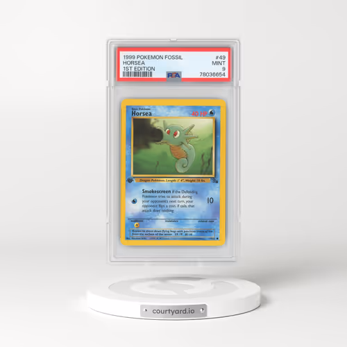 1999 Fossil #49 Horsea - 1st Edition (PSA 9 MINT)