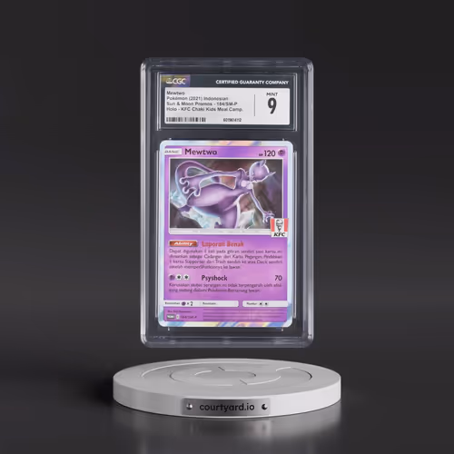 2019 Sun & Moon Promos #184/SM-P Mewtwo - KFC Chaki Kids Meal (Holo) (CGC 9 MINT)