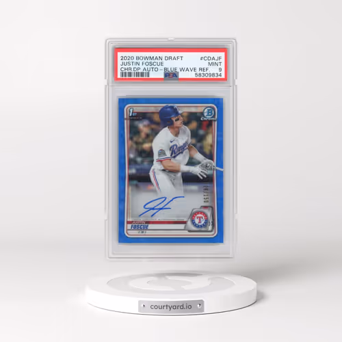 2020 Bowman Draft Chrome Draft Picks Autographs #CDAJF Justin Foscue - Blue Wave Refractor (PSA 9 MI