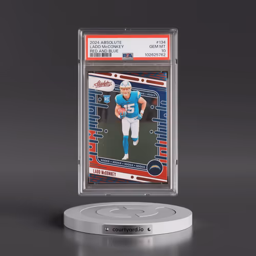 2024 Panini Absolute #134 Ladd McConkey - Red and Blue (PSA 10 GEM MINT)