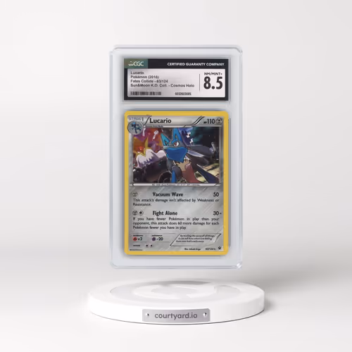 2016 Fates Collide #63/124 Lucario - Sun & Moon Knock Out Collection Cosmos Holo (CGC 8.5 NM-MT+)