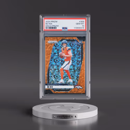2024 Panini Prizm #309 Bo Nix - Disco Prizm (PSA 10 GEM MINT)