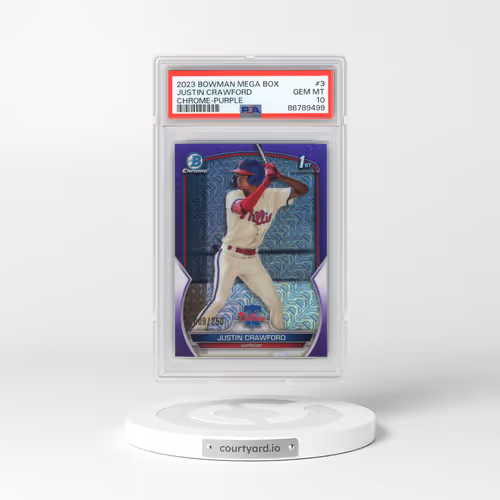 2023 Bowman Mega Box Chrome #3 Justin Crawford - Purple Refractor (PSA 10 GEM MINT)