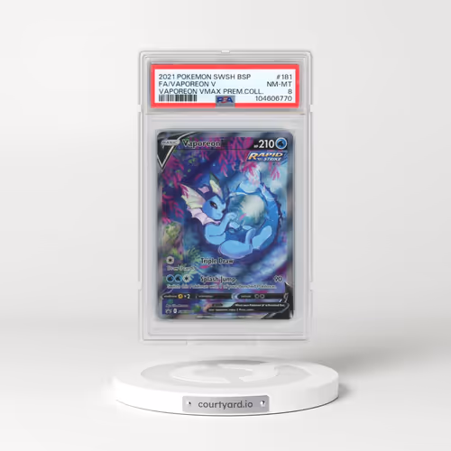 2021 Pokémon Swsh Black Star Promo #181 Vaporeon V - Holo Full Art Vaporeon Vmax Premium Collection (PSA 8 NM-MT)