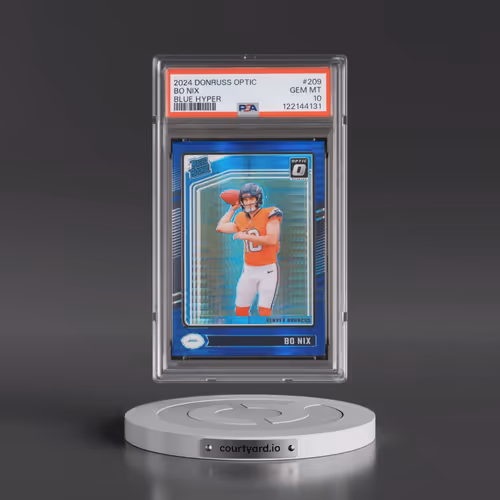 2024 Panini Donruss Optic #209 Bo Nix - Blue Hyper (PSA 10 GEM MINT)