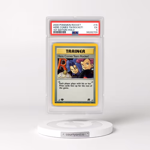 2000 Pokémon Rocket #15 Here Comes Team Rocket! - 1st Edition Holo (PSA 5 EX)