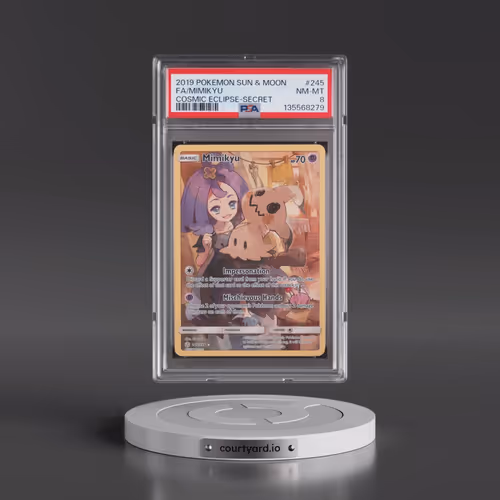 2019 Pokémon Sun & Moon Cosmic Eclipse #245 Mimikyu - Full Art Secret (PSA 8 NM-MT)
