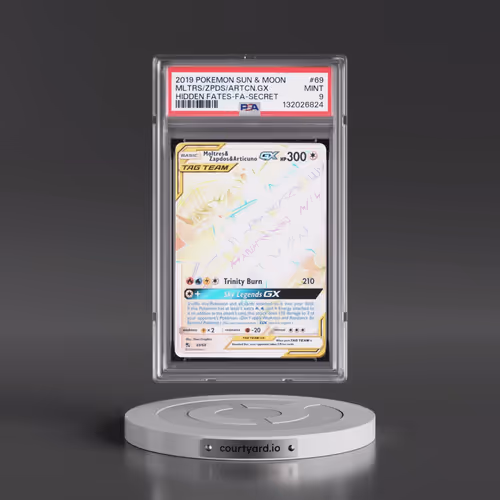 2019 Pokémon Sun & Moon Hidden Fates #69 Moltres & Zapdos & Articuno GX - Holo Full Art Secret (PSA