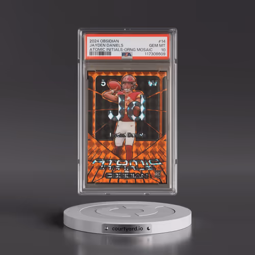 2024 Panini Obsidian Atomic Initials #14 Jayden Daniels - Orange Mosaic (PSA 10 GEM MINT)
