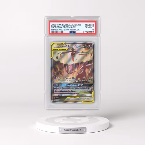 2020 Pokémon SM Black Star Promo #SM240 Espeon & Deoxys GX - Holo Tag Team Powers Collection (PSA 10