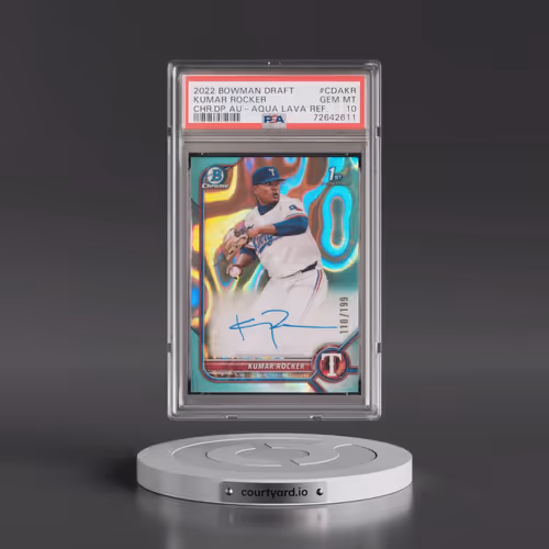 2022 Bowman Draft Chrome Draft Pick Autographs #CDAKR Kumar Rocker - Aqua Lava Refractor (PSA 10 GEM