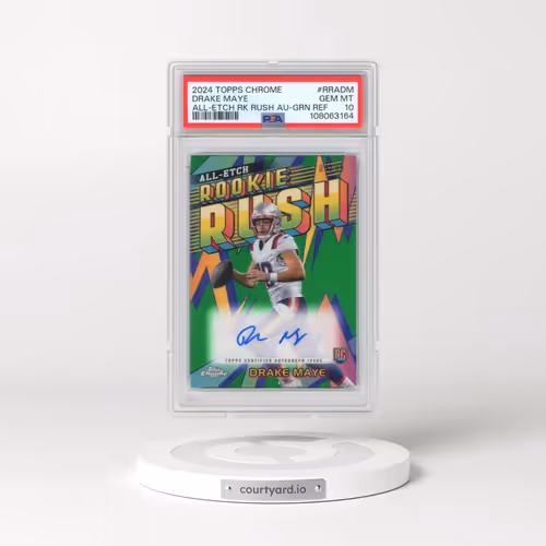 2024 Topps Chrome Chrome All-Etch Rookie Rush Autographs #RRADM Drake Maye - Green Refractor (PSA 10