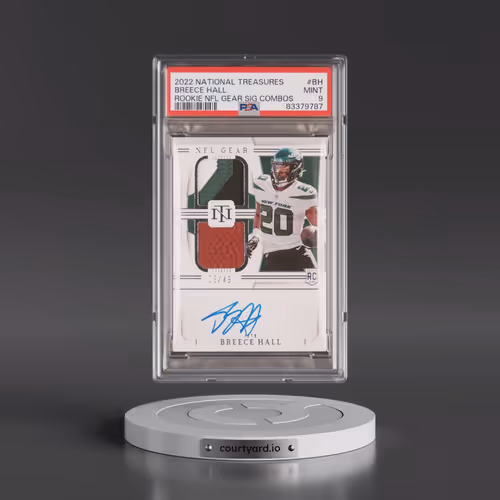 2022 Panini National Treasures Rookie NFL Gear Signature Combos #BH Breece Hall (PSA 9 MINT)