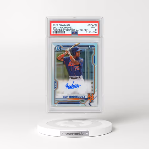 2021 Bowman Chrome Prospect Autographs #CPAER Endy Rodriguez - Refractor (PSA 9 MINT)