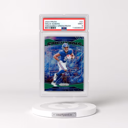2024 Panini Prizm Fireworks #21 Malik Nabers - Green Prizm (PSA 9 MINT)