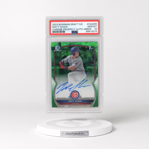 2023 Bowman Draft Sapphire Edition Chrome Prospect Autographs #CDAMS Matt Shaw - Green (PSA 10 GEM MINT)